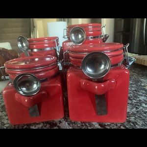 4 red cannisters